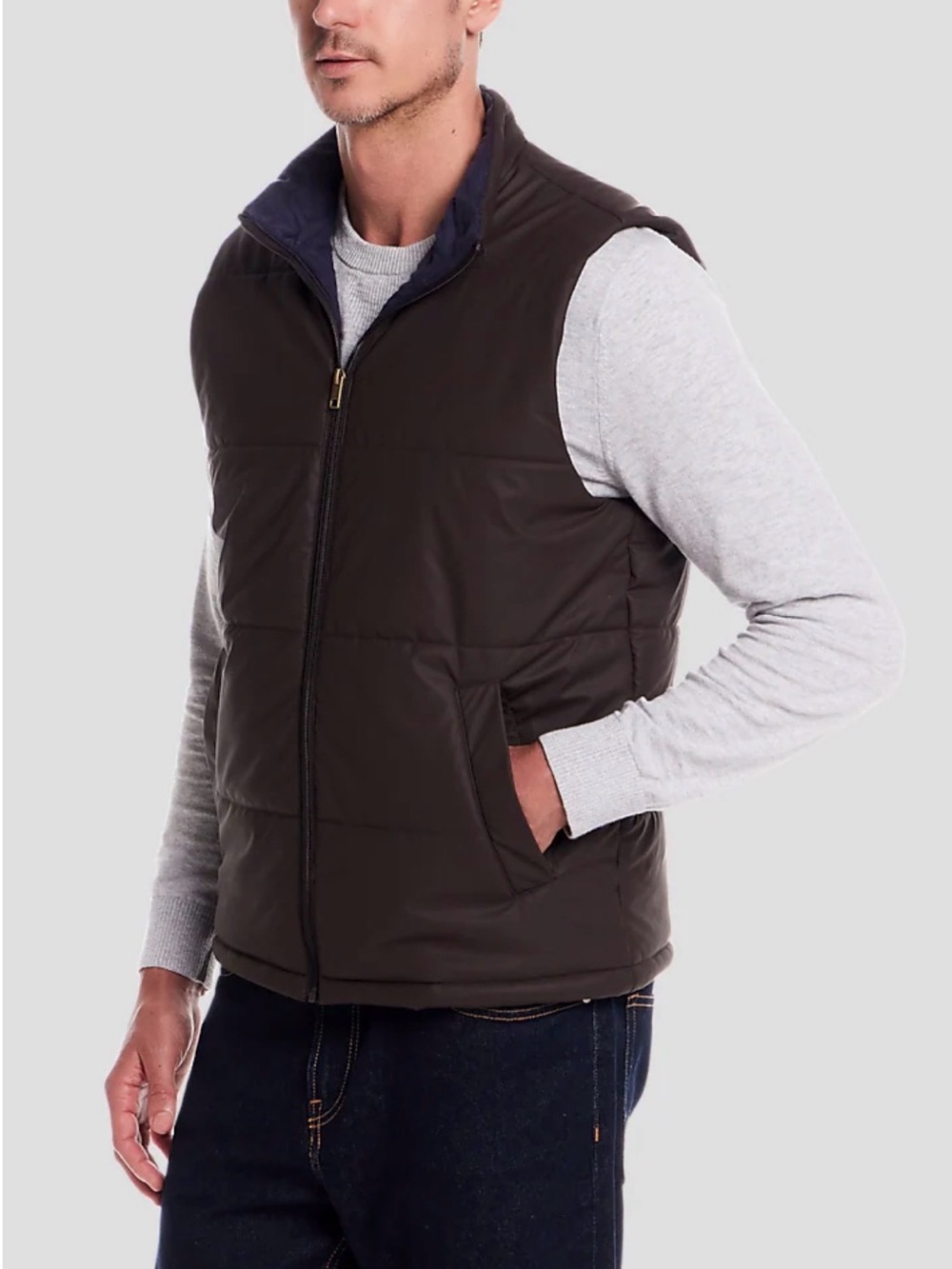 NWT Weatherproof Men's Quilted Puffer Vest in Dark Brown